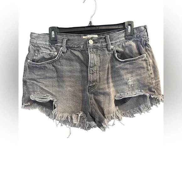 Distressed Gray Denim Shorts - Picture 1 of 3